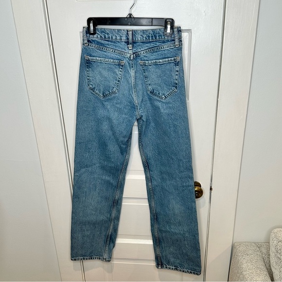ZARA BLUE‎ WIDE LEG STRAIGHT JEANS SIZE 2 - Picture 3 of 3